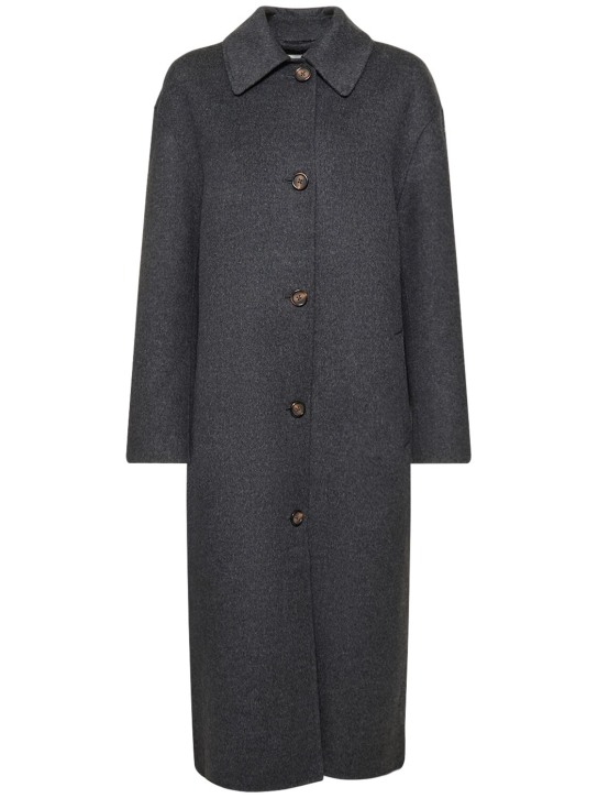 Toteme: Doublé wool car coat - Dark Grey - women_0 | Luisa Via Roma