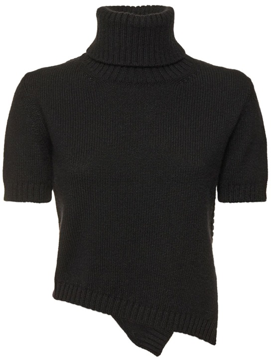 The Row: Dria asymmetric cashmere blend knit top - Black - women_0 | Luisa Via Roma