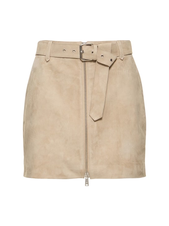 ANINE BING: Ana leather mini skirt - Beige - women_0 | Luisa Via Roma