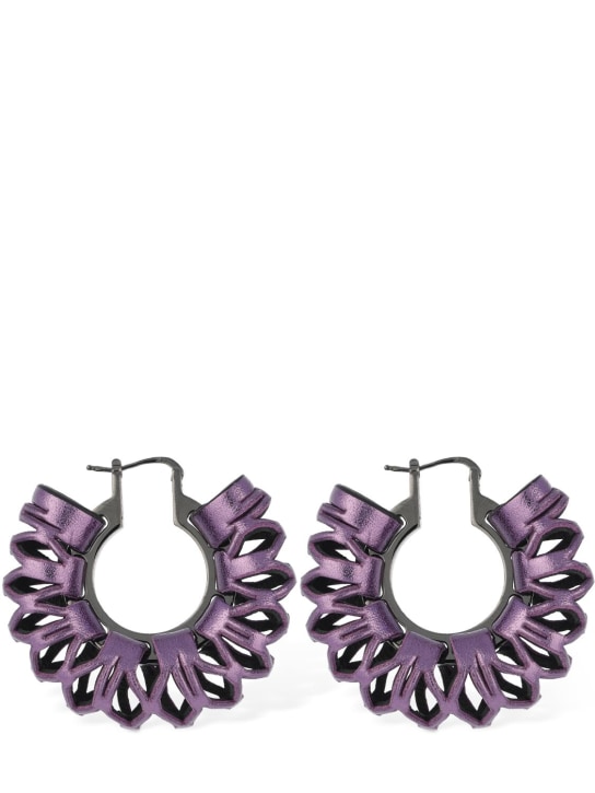 So-le Studio: Ila leather hoop earrings - Purple - women_0 | Luisa Via Roma