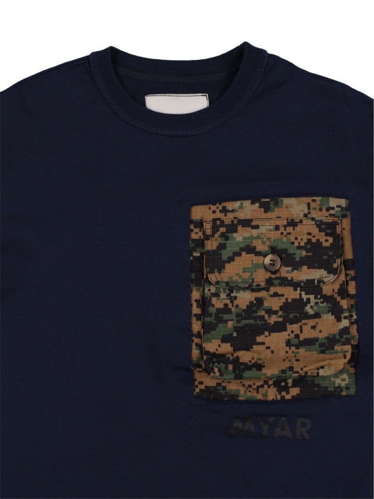 Myar: T-shirt en jersey de coton imprimé - Bleu Marine - kids-boys_1 | Luisa Via Roma