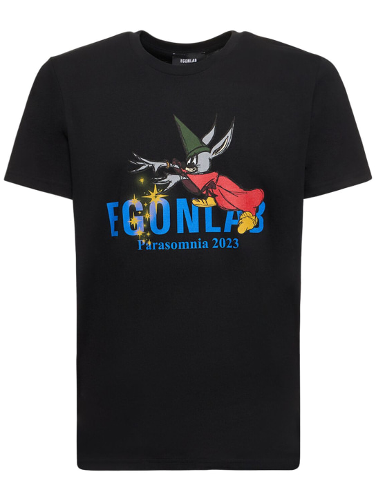 EGONlab: T-Shirt aus Baumwolljersey mit Druck - Schwarz - men_0 | Luisa Via Roma