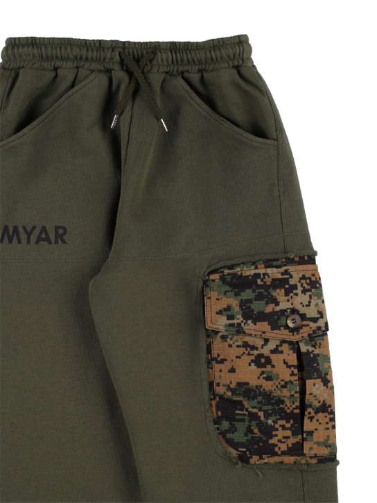 Myar: Pantalon de survêtement en coton - Vert Militaire - kids-boys_1 | Luisa Via Roma