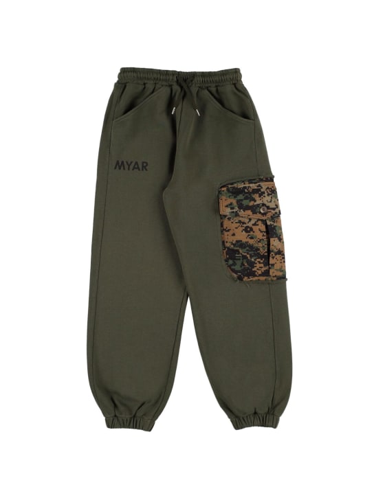 Myar: Pantalon de survêtement en coton - Vert Militaire - kids-boys_0 | Luisa Via Roma