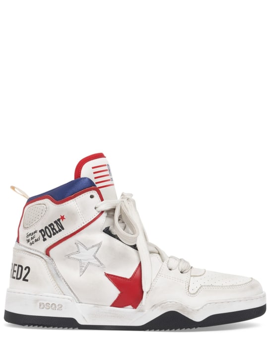Dsquared2: Rocco Spider high-top sneakers - White/Red - men_0 | Luisa Via Roma