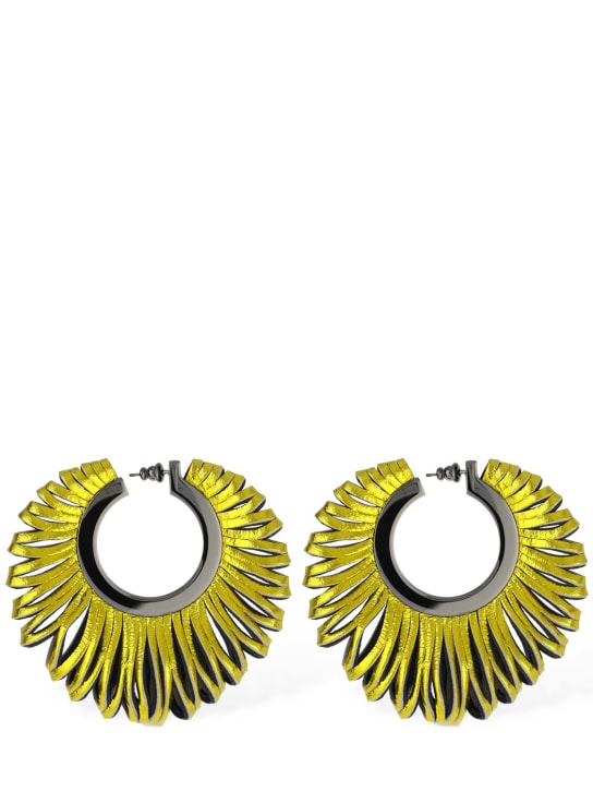 So-le Studio: Revolve leather earrings - Mustard Yellow - women_0 | Luisa Via Roma