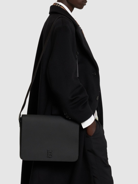 Burberry: Medium Alfred crossbody leather bag - Black - men_1 | Luisa Via Roma