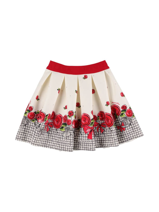 Monnalisa: Rose printed neoprene skirt - Multicolor - kids-girls_0 | Luisa Via Roma