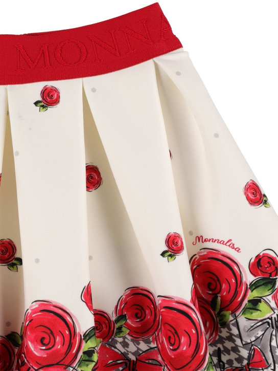 Monnalisa: Rose printed neoprene skirt - Multicolor - kids-girls_1 | Luisa Via Roma