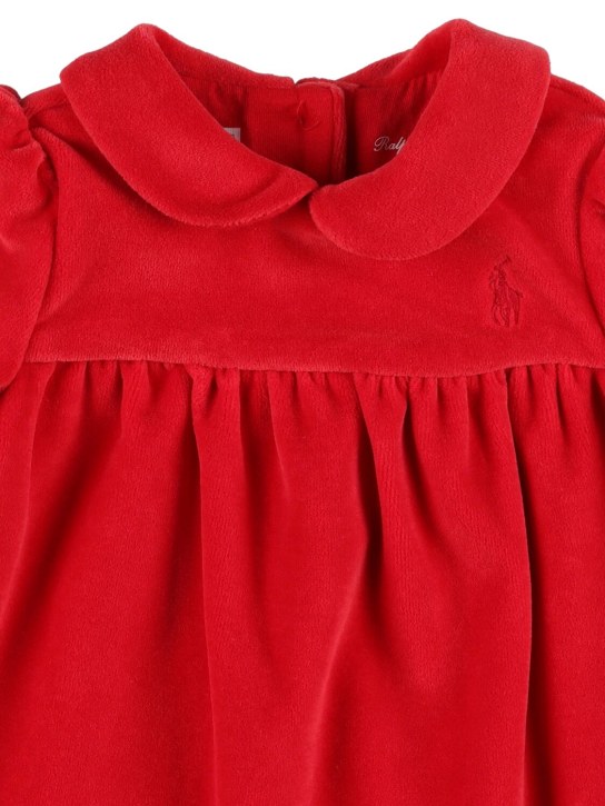 Polo Ralph Lauren: Robe & protège-couche en velours de coton - Rouge - kids-girls_1 | Luisa Via Roma
