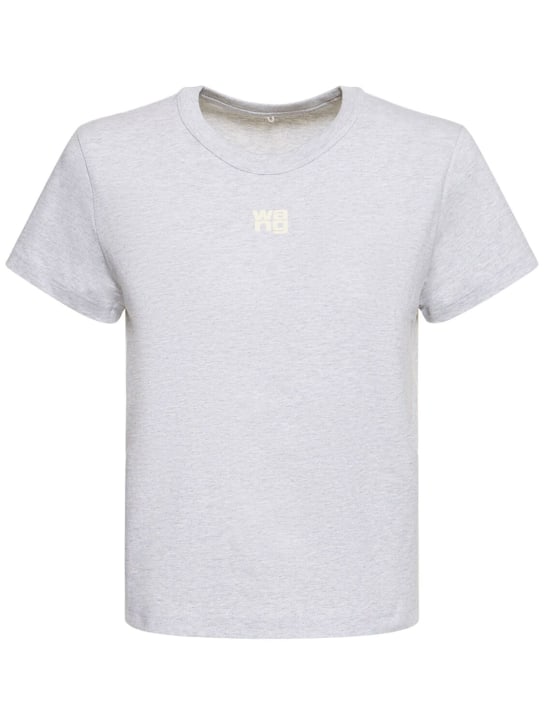 Alexander Wang: Essential shrunk cotton jersey t-shirt - Grey - women_0 | Luisa Via Roma