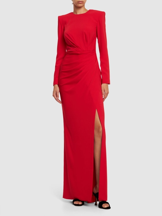 Zuhair Murad: Cady draped long sleeved maxi dress - Red - women_1 | Luisa Via Roma