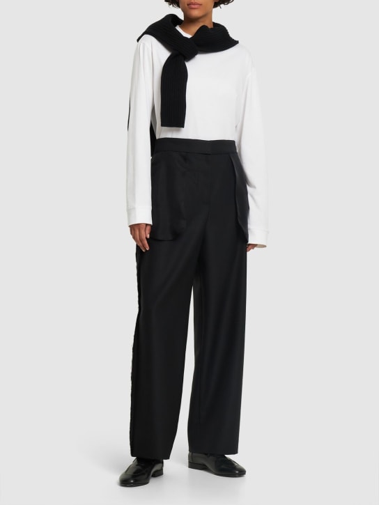 The Row: Pantalon ample en sergé de laine Claudiu - Noir - women_1 | Luisa Via Roma