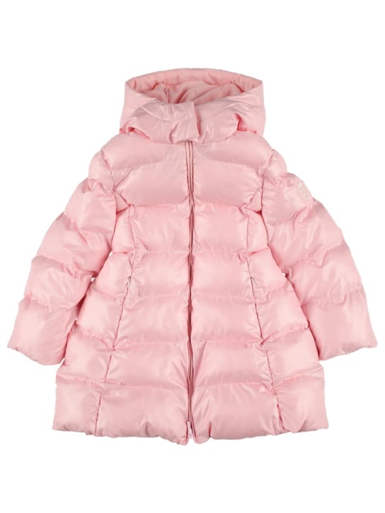 Monnalisa: Hooded nylon puffer coat - Pink - kids-girls_0 | Luisa Via Roma