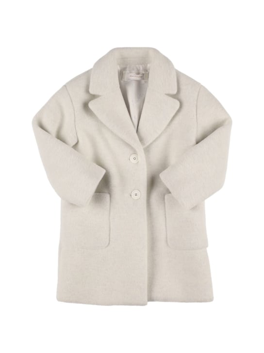 Monnalisa: Viscose blend coat - Off White - kids-girls_0 | Luisa Via Roma