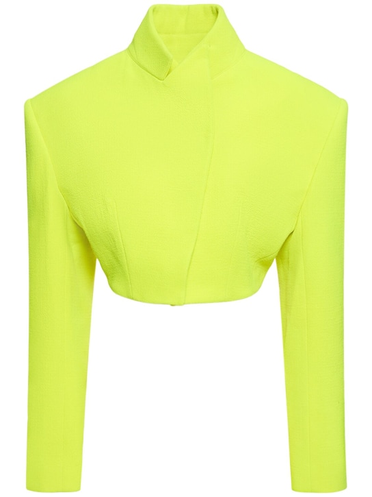 Alexandre Vauthier: Cropped wool turtleneck jacket - Neon Yellow - women_0 | Luisa Via Roma