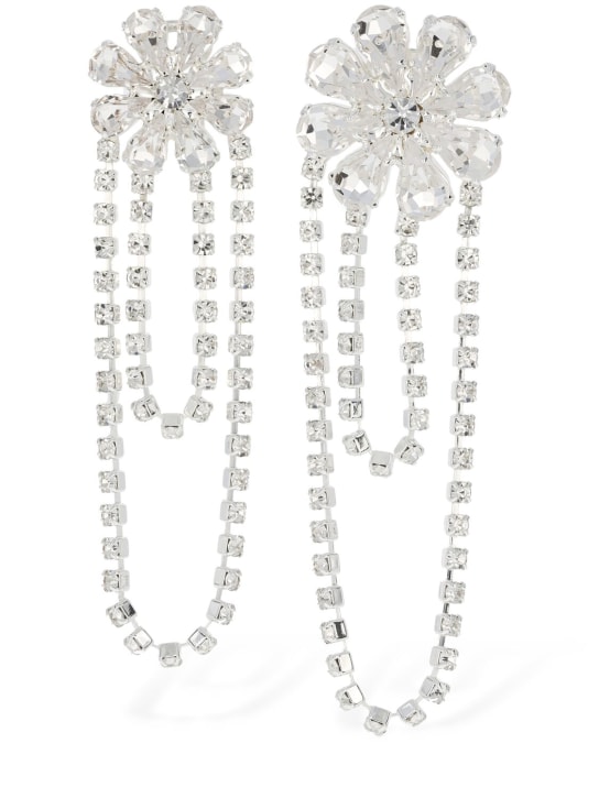 Magda Butrym: Silver crystal flower dangle earrings - Silver - women_0 | Luisa Via Roma