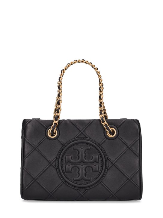 Tory Burch: Mini Fleming soft leather top handle bag - Black - women_0 | Luisa Via Roma