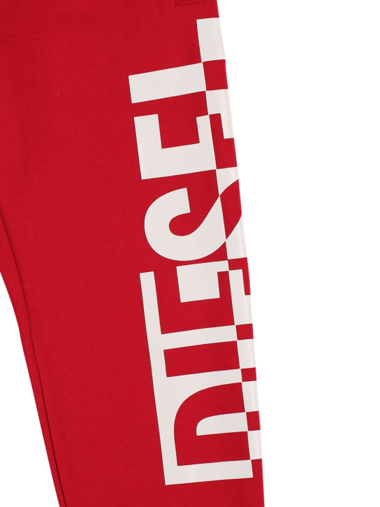 Diesel Kids: Rubberized logo cotton sweatpants - Red - kids-girls_1 | Luisa Via Roma