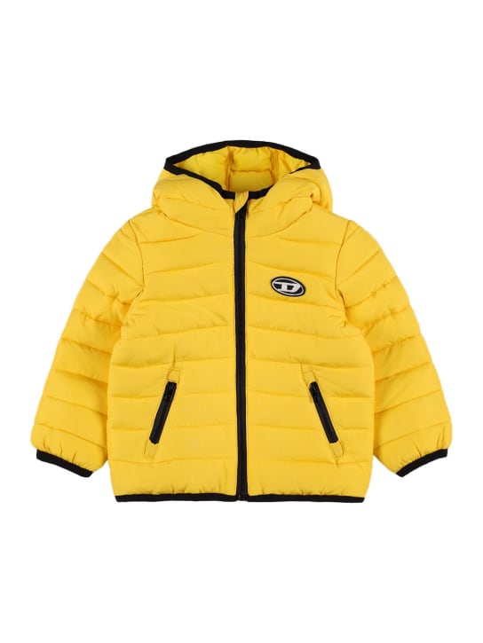 Diesel Kids: Nylon puffer jacket w/ logo - Yellow - kids-girls_0 | Luisa Via Roma