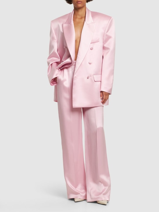 Magda Butrym: Silk satin mid rise straight pants - Pink - women_1 | Luisa Via Roma