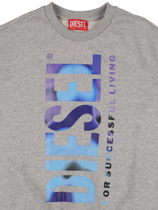 Diesel Kids: Sweat-shirt en coton imprimé logo - Gris/Multicolore - kids-girls_1 | Luisa Via Roma