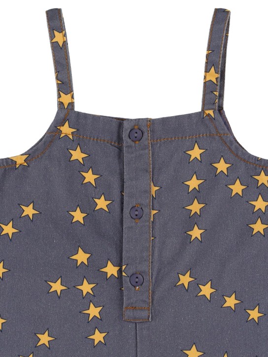 Tiny Cottons: Star print cotton denim overalls - Navy - kids-girls_1 | Luisa Via Roma