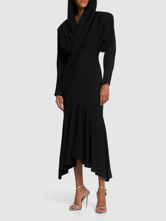 Alexandre Vauthier: Vestido midi de jersey con capucha y manga larga - Negro - women_1 | Luisa Via Roma