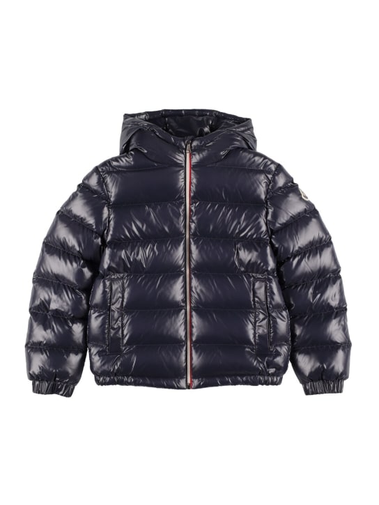 Moncler: New Aubert 나일론 락커 다운 재킷 - 네이비 - kids-boys_0 | Luisa Via Roma