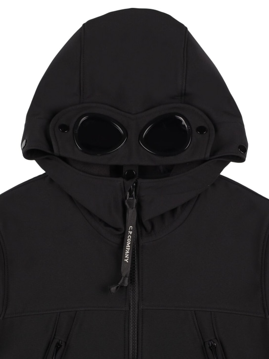C.P. Company: Soft shell jacket w/goggles - Black - kids-boys_1 | Luisa Via Roma