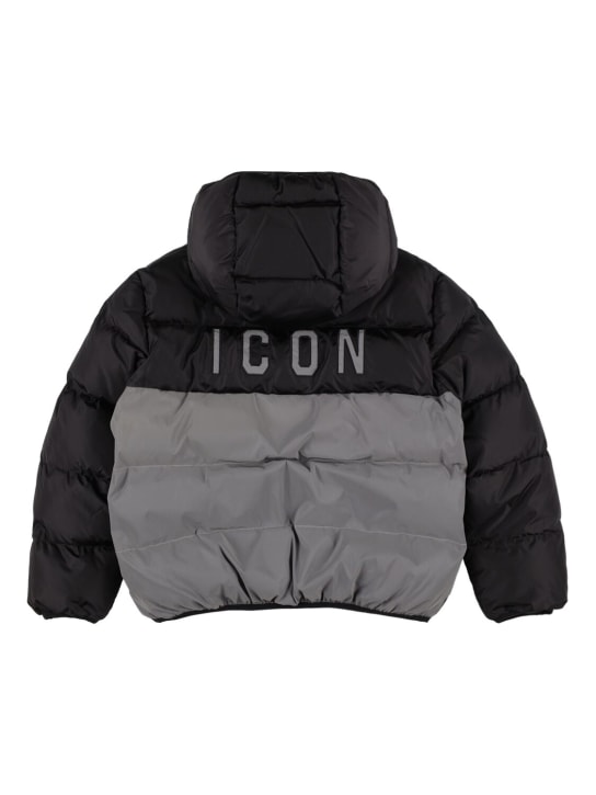 Dsquared2: Icon nylon puffer jacket - Black - kids-girls_0 | Luisa Via Roma