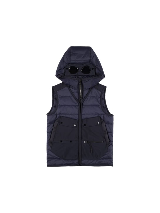 C.P. Company: Nylon puffer vest w/goggles - Navy - kids-boys_0 | Luisa Via Roma