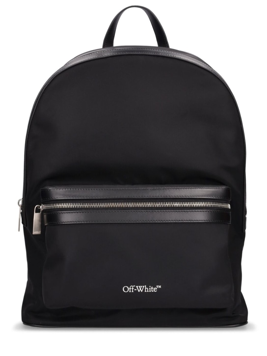 Off-White: Core round nylon backpack - Black - men_0 | Luisa Via Roma