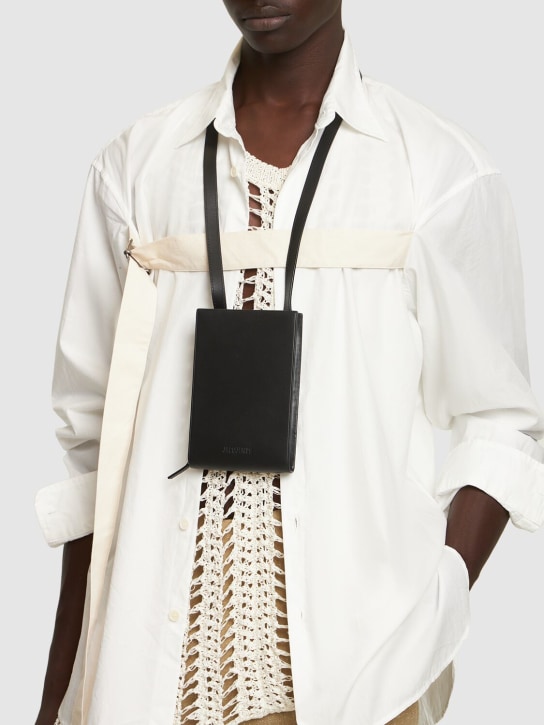 Jacquemus: Le Gadju leather crossbody bag - Black - men_1 | Luisa Via Roma