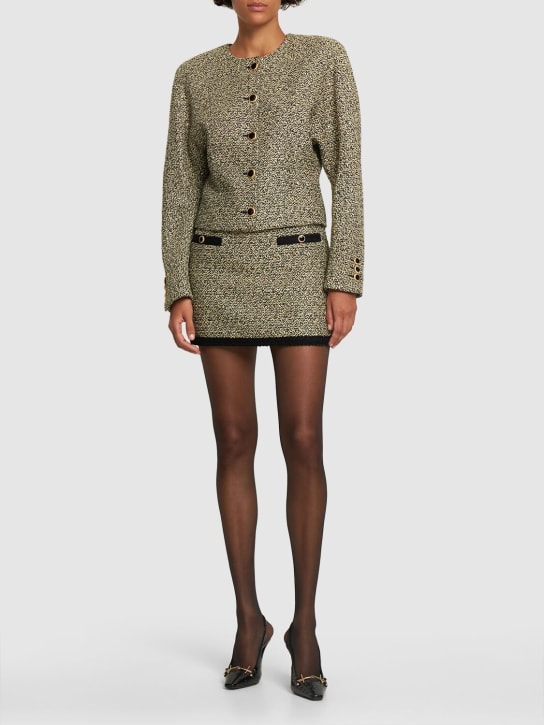 Alessandra Rich: Collarless sequined tweed jacket - Gold/Black - women_1 | Luisa Via Roma