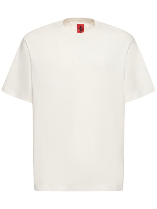 Ferrari: T-shirt oversize in jersey di cotone - Bianco - men_0 | Luisa Via Roma