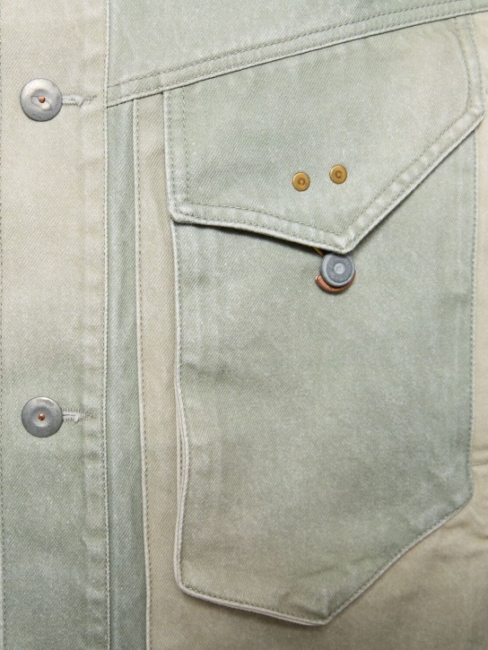 Objects Iv Life: Logo print cotton denim jacket - Green Patina - men_1 | Luisa Via Roma