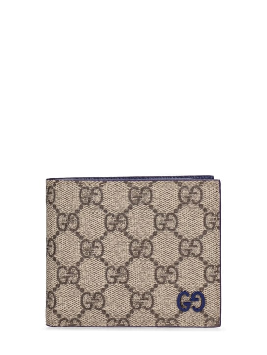 Gucci: GG Supreme wallet - Beige/Blue - men_0 | Luisa Via Roma