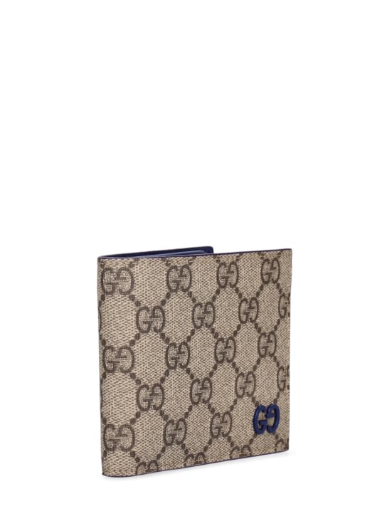 Gucci: GG Supreme wallet - Beige/Blue - men_1 | Luisa Via Roma