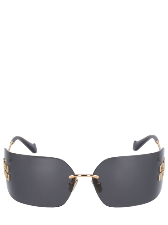 Miu Miu: Mask metal sunglasses - Gold/Dark Grey - women_0 | Luisa Via Roma