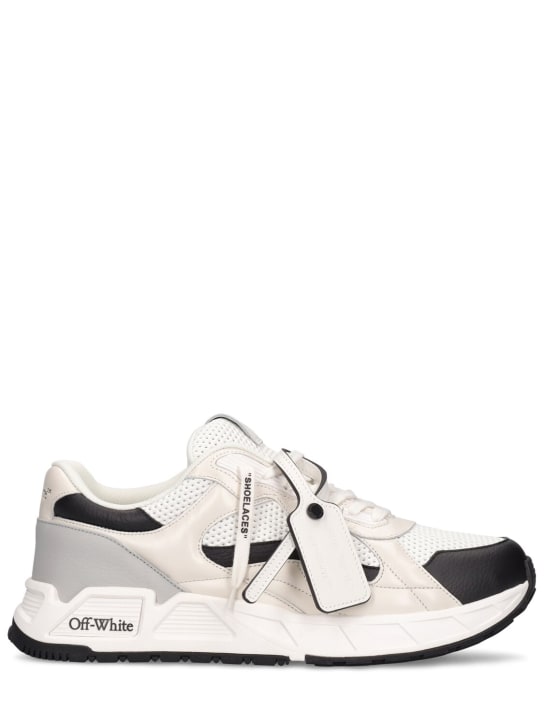 Off-White: 20mm hohe Ledersneakers "Kick Off" - Weiß/Schwarz - women_0 | Luisa Via Roma