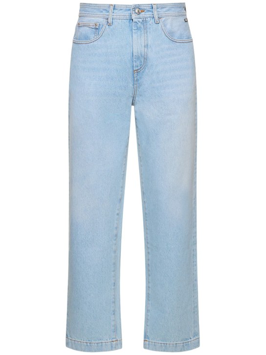 GCDS: Jeans anchos de denim con logo 22cm - Azul Claro - men_0 | Luisa Via Roma