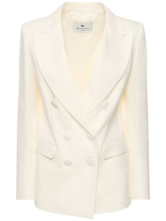 Etro: Wool & viscose twill blazer - White - women_0 | Luisa Via Roma