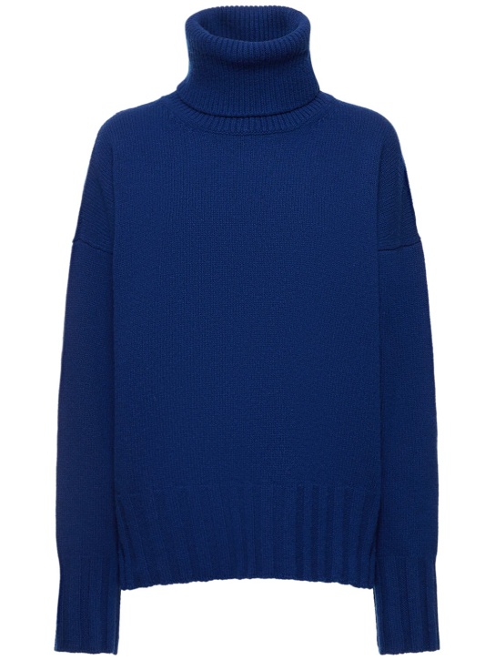 Made In Tomboy: Suéter de punto de lana con cuello alto - Azul Cielo - women_0 | Luisa Via Roma