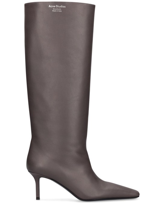 Acne Studios: 70mm Leather tall boots - Grey - women_0 | Luisa Via Roma