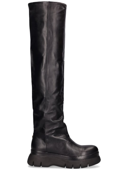 Isabel Marant: 40mm Malyx leather over the knee boots - Black - women_0 | Luisa Via Roma