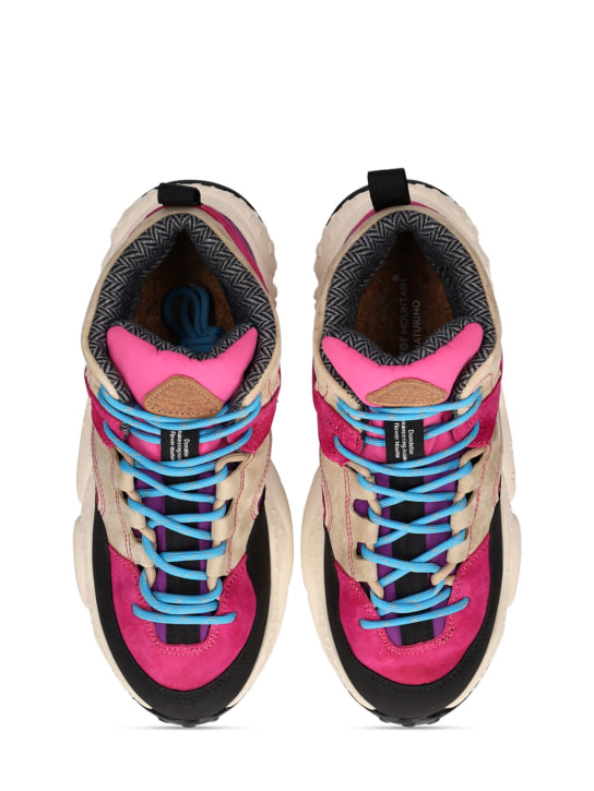 Flower Mountain: Leather lace-up high top sneakers - Multicolor - kids-girls_1 | Luisa Via Roma