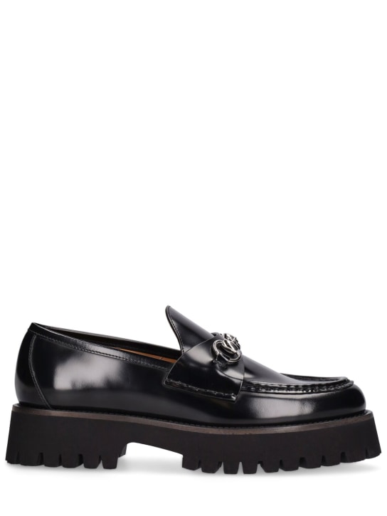 Gucci: 35mm Sylke leather loafers - Black - women_0 | Luisa Via Roma