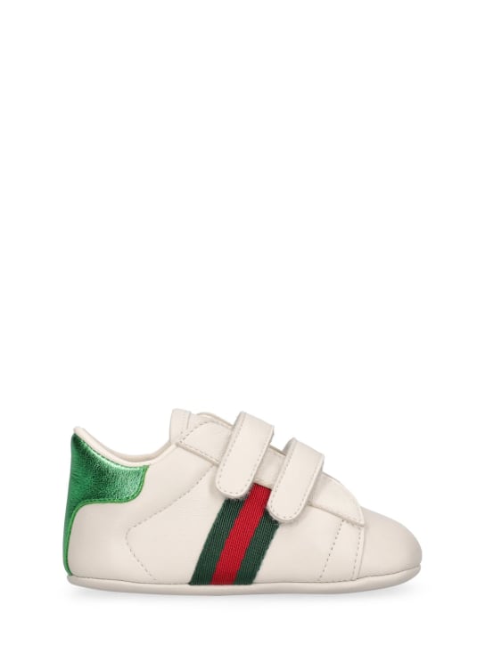 Gucci: Chaussures premiers pas Baby New Ace - Blanc - kids-boys_0 | Luisa Via Roma