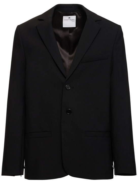 Courreges: Tailored stretch wool blazer - Black - men_0 | Luisa Via Roma
